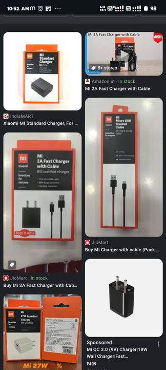 Post image I want 11-50 pieces of Mobile Chargers at a total order value of 2500. I am looking for V8 and Type C. Please send me price if you have this available.