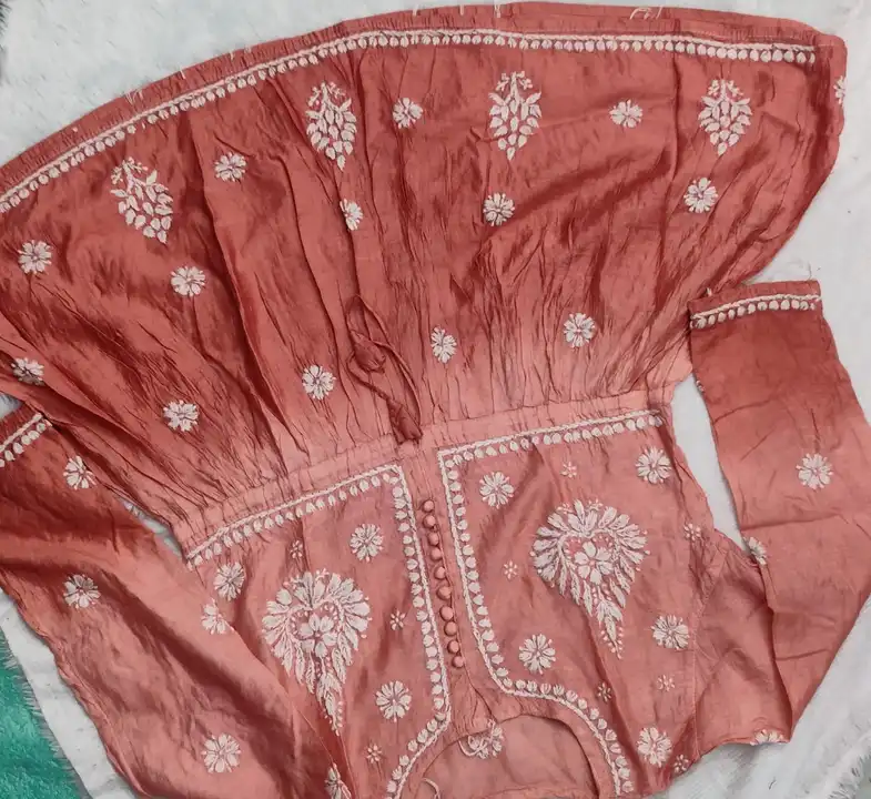 Chanderi dual shades short frock  uploaded by Shareef chikan handicraft on 2/17/2024