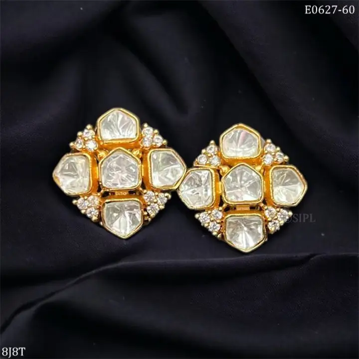 Moissanite polki kundan earrings  uploaded by CULTURE on 2/19/2024