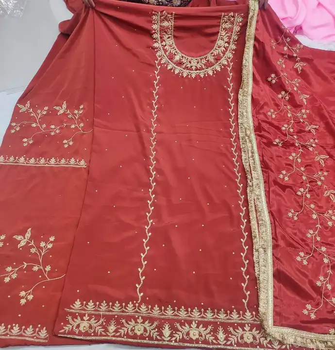 Creap suit chinon dupatta  uploaded by Manish sales on 2/20/2024