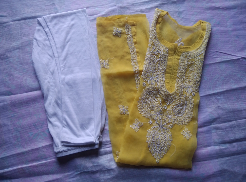 Post image Name -Georgette Gala Booti chikankari embroidery set 
Fabric -Georgette
Sleeve Length -Three Quarter Sleeve