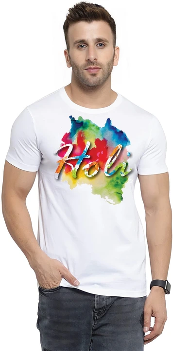 Holi printed round neck t shirt  uploaded by Nalax Designs on 2/20/2024