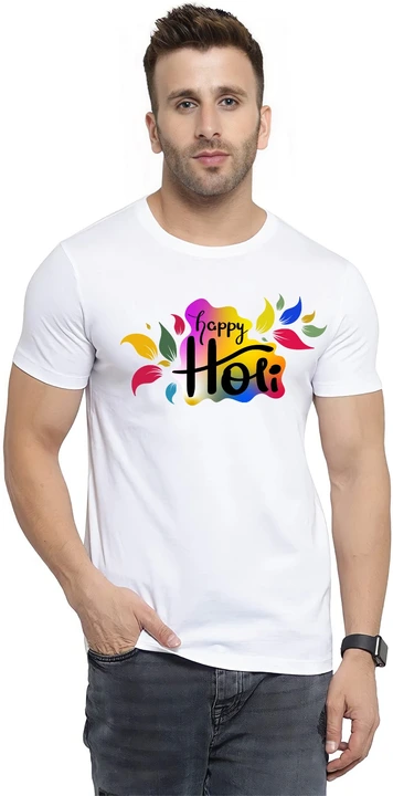 Holi printed round neck t shirt  uploaded by Nalax Designs on 2/20/2024
