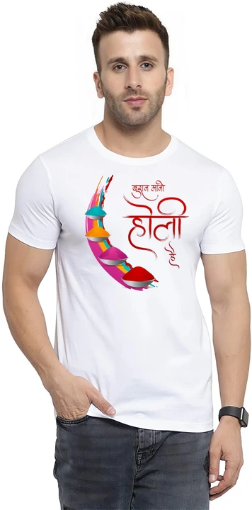 Round neck printed Holi t shirt  uploaded by Nalax Designs on 2/20/2024