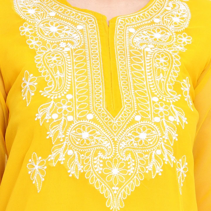 Georgette chikankari kurti for girls and women uploaded by business on 2/20/2024