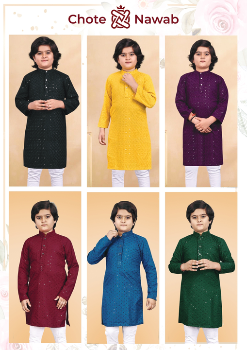 Sequin Kurta Pajama Set for Boys - Chikan Kari kurta pajama for kids boys uploaded by business on 2/20/2024