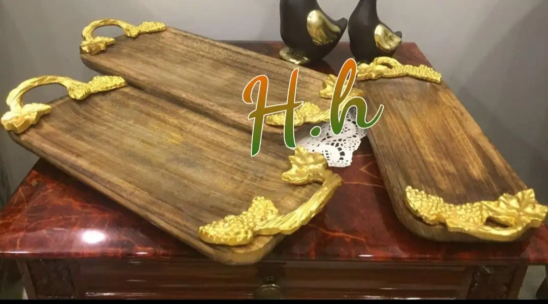Decorative Beautiful Mango Wood Tray /  Bowls  Collection With Metal Combination in Very Reasonable  uploaded by Hina Handicrafts on 2/21/2024