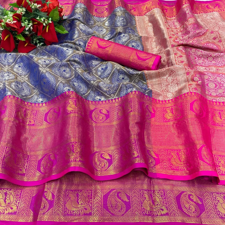 EKPAL WOMWN'S BANARASI SILK SAREE WITH UNSTITCHED BLOUSE PIECE. uploaded by business on 2/21/2024