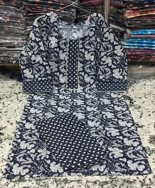Cotton kurti pant sets uploaded by Shree Shyam Fashion on 2/22/2024