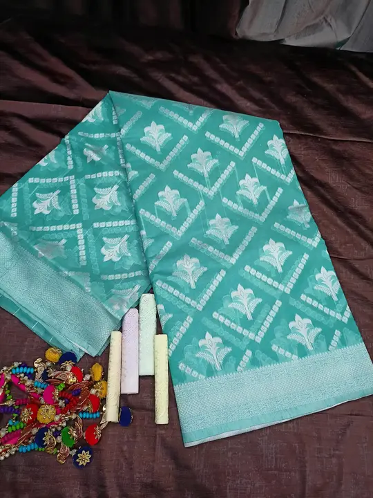 Women's partywear Banarasi cotton silk sarees // sari new design // floral // fancy saree // woven
 uploaded by business on 2/22/2024
