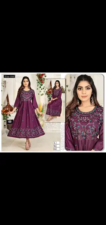 Fancy heavy kurti ghera full embrodiery full seleves work xl xxl rayon uploaded by Radha Creation , Maira sales for Readymade items on 2/23/2024