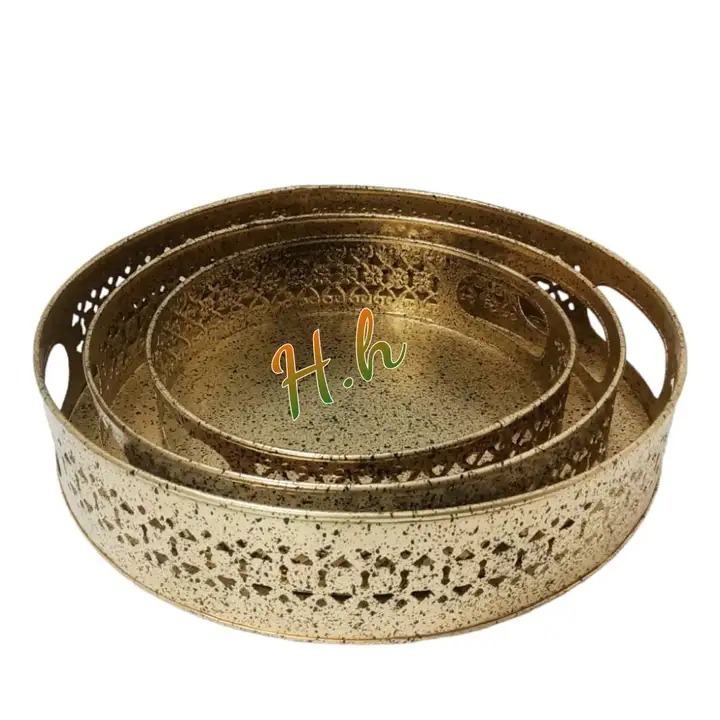 Decorative Beautiful Designer Tray  Collection in Gold Mirgaan Finish  Available in Very Reasonable  uploaded by Hina Handicrafts on 2/23/2024