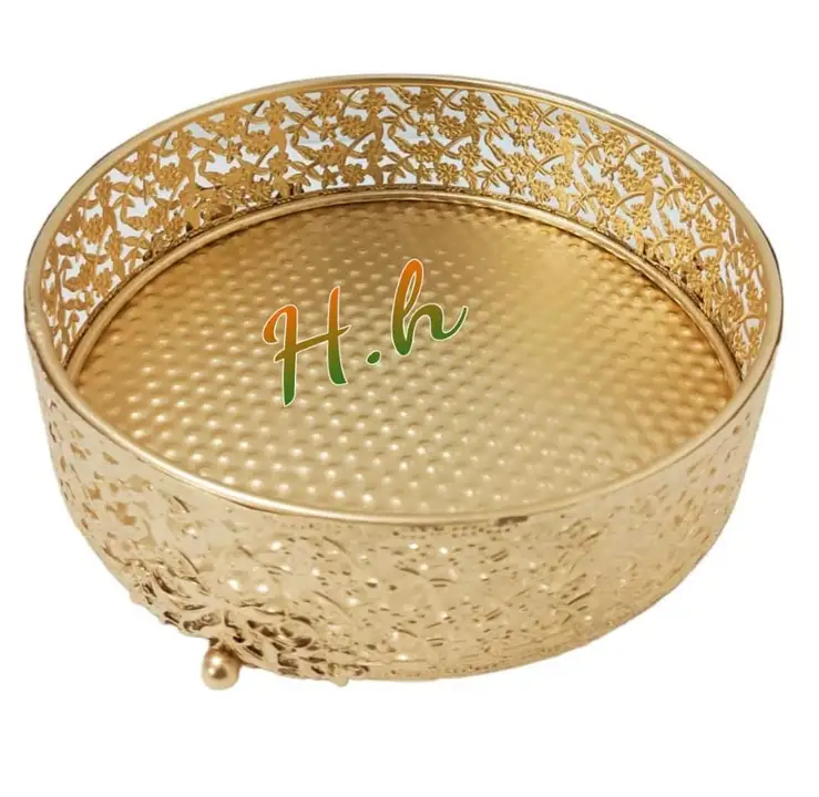 Decorative Beautiful Designer Tray  Collection in Gold Mirgaan Finish  Available in Very Reasonable  uploaded by business on 2/23/2024