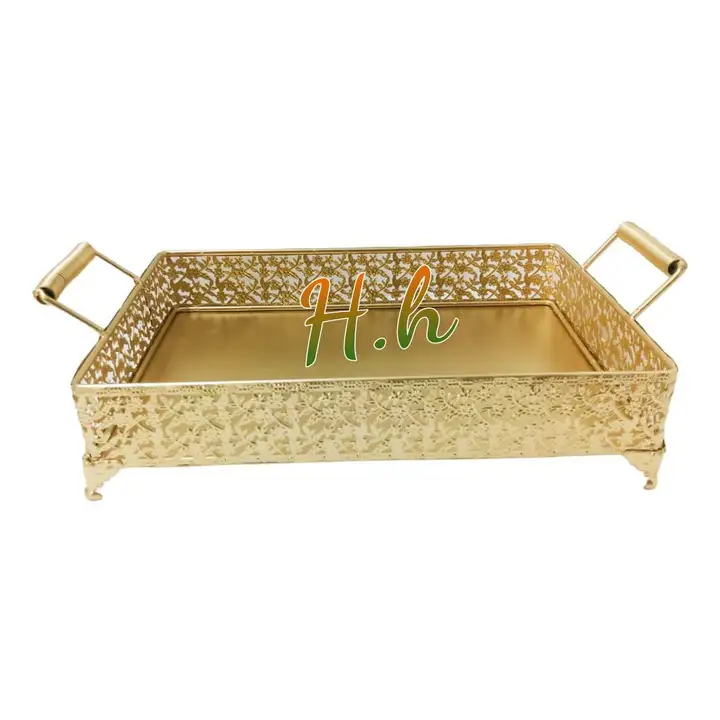 Decorative Beautiful Designer Tray  Collection in Gold Mirgaan Finish  Available in Very Reasonable  uploaded by business on 2/23/2024