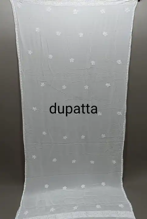 To piec 
Kurti +dupatta 
Fabric- viscose 
Length 5.5 meter 
Dyble colours 
Base white
Aari + poth.. uploaded by Msk chikan udyog on 2/23/2024