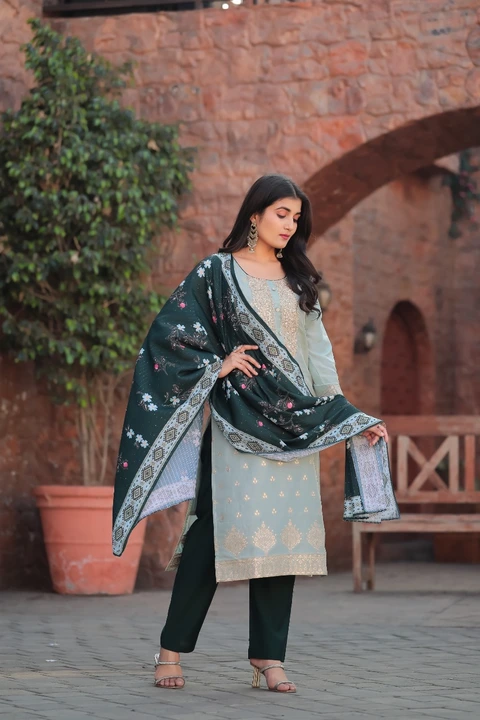 Adorable Green Dola Silk Suit with Designer Dupatta uploaded by business on 2/25/2024