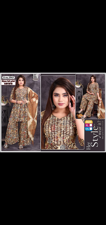 Sharara gharara sets fancy printed embroidery work sets foil print full selves with dupatta 3 pcs se uploaded by Radha Creation , Maira sales for Readymade items on 2/25/2024