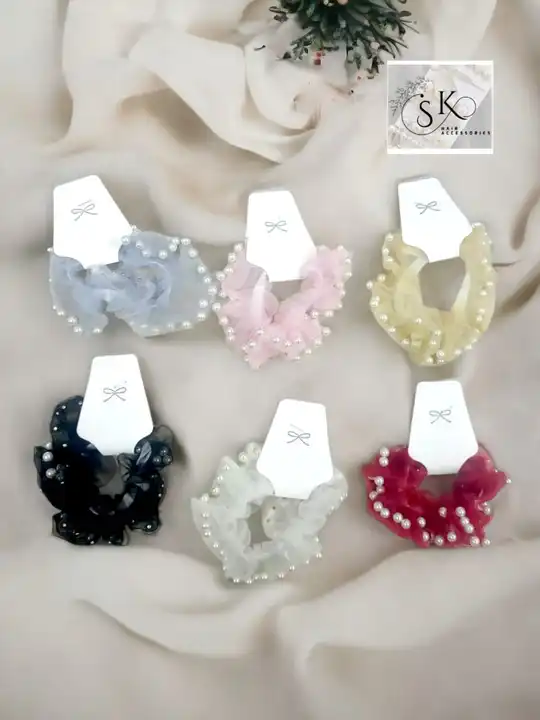 Organza pearl scrunchies  uploaded by Sk Hair Accessories on 2/25/2024
