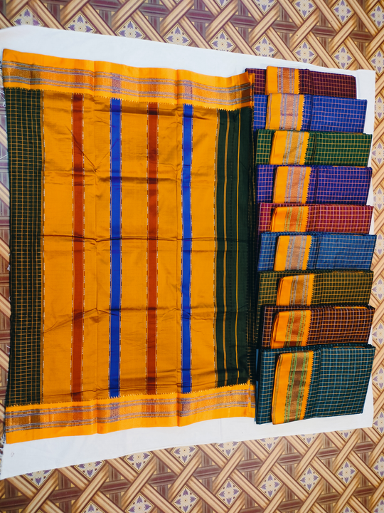 Cotton Chadurang checks saree uploaded by business on 2/25/2024
