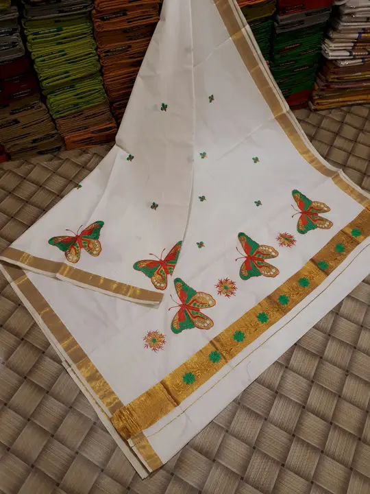 Kerala cotton embroidery work saree  uploaded by business on 2/26/2024