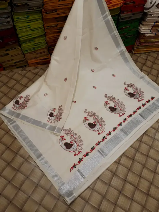Kerala cotton embroidery work saree  uploaded by business on 2/26/2024