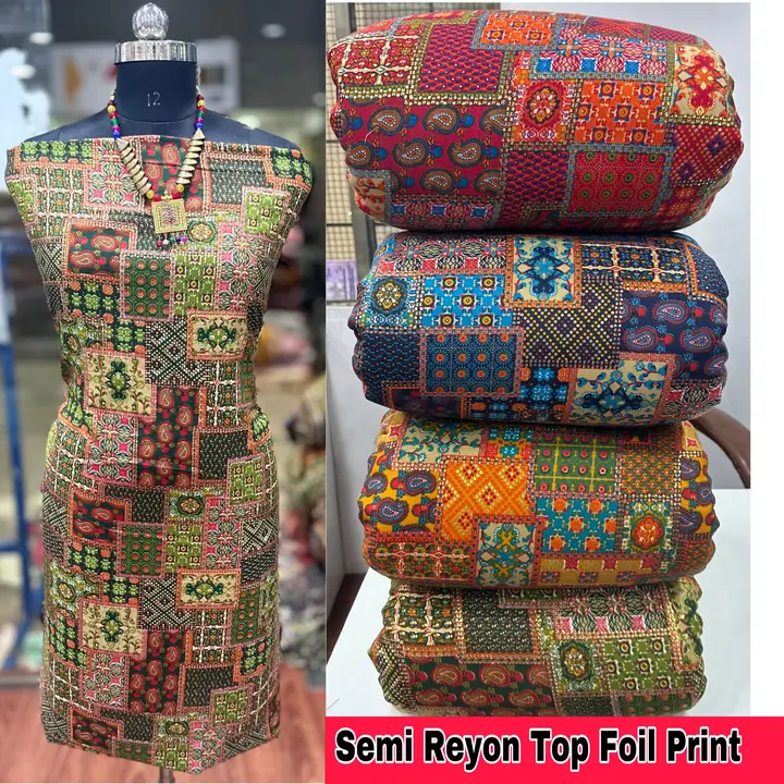 Semi Rayon Foil Print uploaded by Surat Fashion Fabrics Hub on 2/26/2024