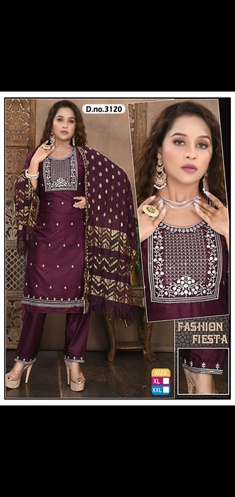 Heavy fancy work kurti pant sets 3 pcs duppatta sets embroidery mirror work fullvselves uploaded by Radha Creation , Maira sales for Readymade items on 2/26/2024
