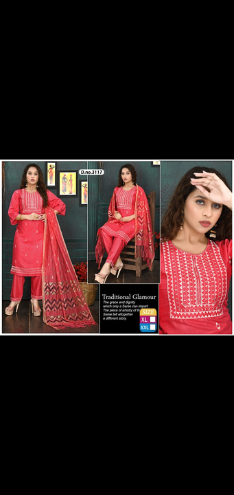 Heavy fancy work kurti pant sets 3 pcs duppatta sets embroidery mirror work fullvselves uploaded by Radha Creation , Maira sales for Readymade items on 2/26/2024