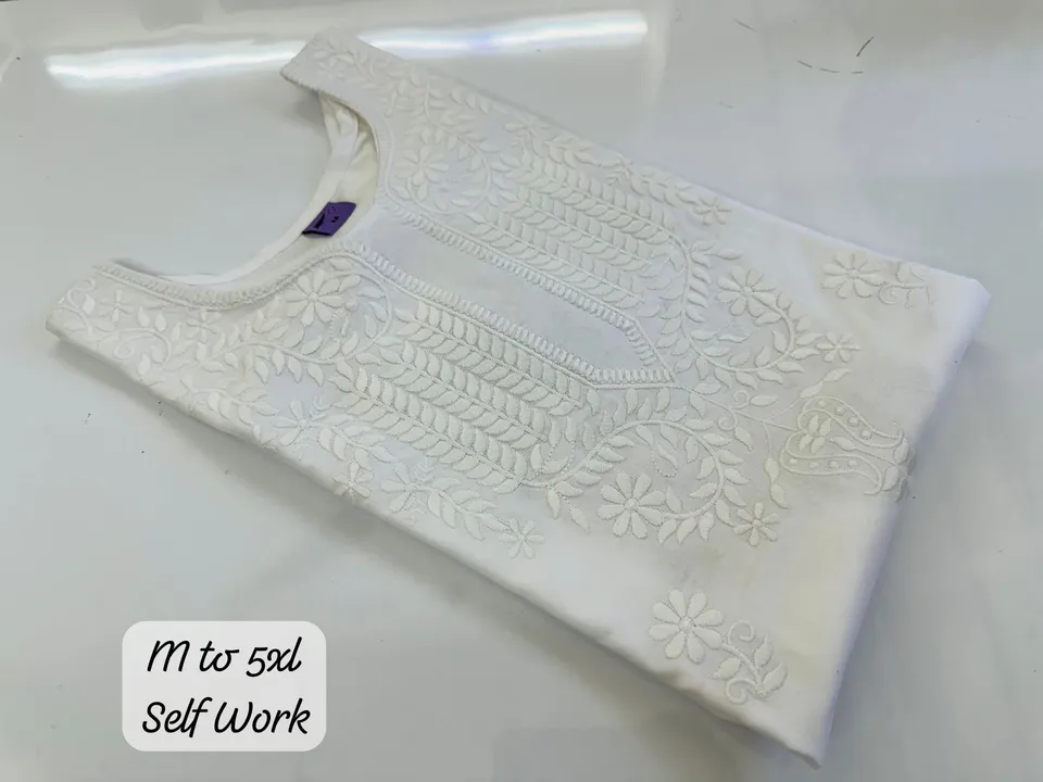 Hite self work kurti uploaded by Mangalam Fashion on 2/27/2024