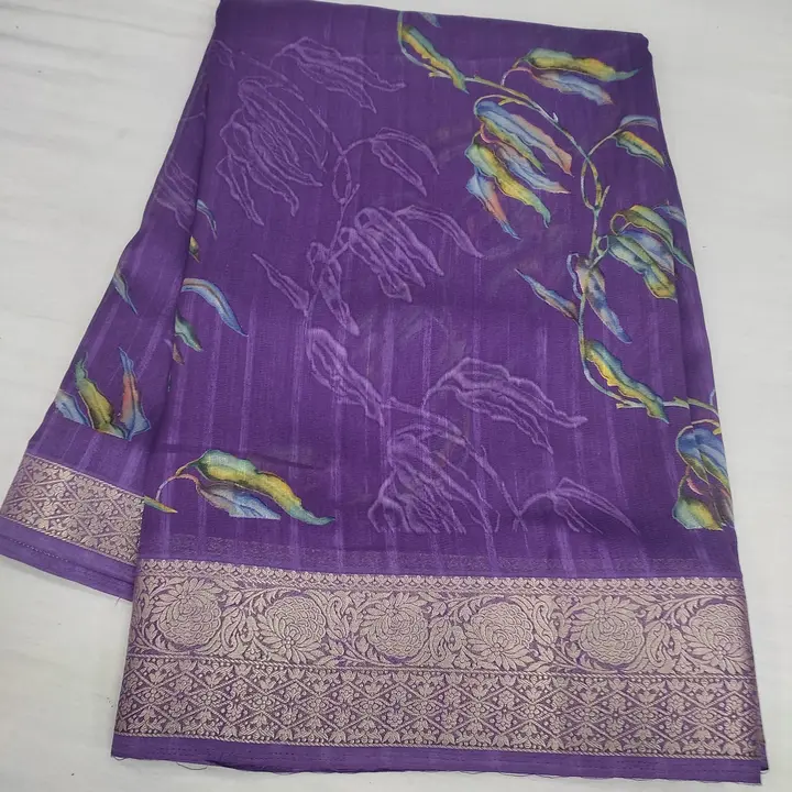 Georgette ptd self strips weaving Jacord Border exclusive design with fancy colour matching  uploaded by M ARVIND & CO on 2/27/2024