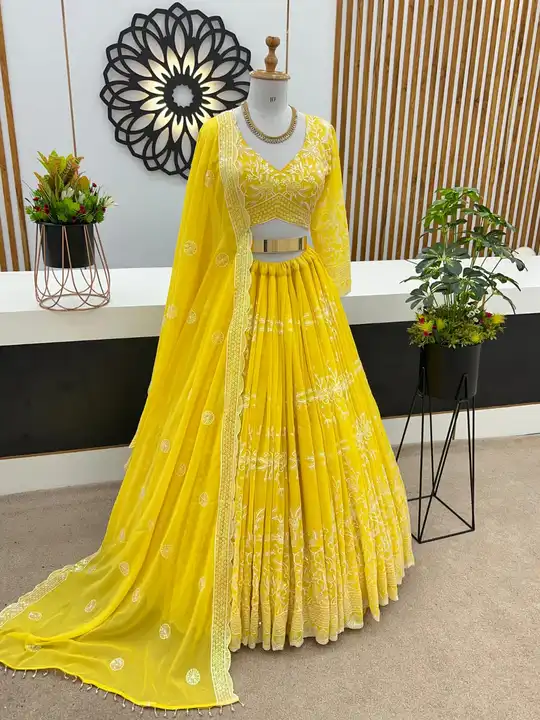 Post image 💥💕*Presenting New Real Modelling Wedding Collection Lehenga Choli With Full Heavy Embroidery Sequence Work*👌💕

💃*Lehenga Fabric  :* Faux Georgette With Heavy Embroidery Sequence Work* 
💃*Lehenga Flair:* 3 mtr
💃*Lehenga Inner :* Micro Cotton
💃*Lehenga Length :* 42-43 Inch 

💃*Choli Fabric:* Faux Georgette With Heavy Embroidery Sequence Work With Extra Sleeves Fabric and Attached *Cups* 
 *(Full Stiched XL Size XXL Margin )*

💃*Dupatta Fabric :* Heavy Faux Georgette With Embroidery Sequence Work And l Embroidery Sequence Lace Bodar
💃*Dupatta Length:* 2.10 mtr

⚖️ *Weight*  : 1 Kg

*💕👌Free Size Semistiched Lehenga With Full Stitch Choli With Attached Cups &amp; Lehenga Lenth Is 42 Inches*

*👉 Rate :-1650/- +$/-*👈❤️👌

💕*One Level Up*💕
👌*A One Quality*👌