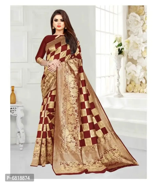 Elegant Maroon Art Silk Jacquard Saree With Blouse  uploaded by business on 2/28/2024