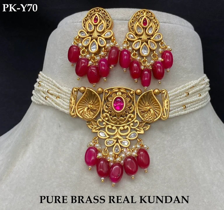 Pure brass real Kundan necklace set  uploaded by Sb designs on 2/28/2024