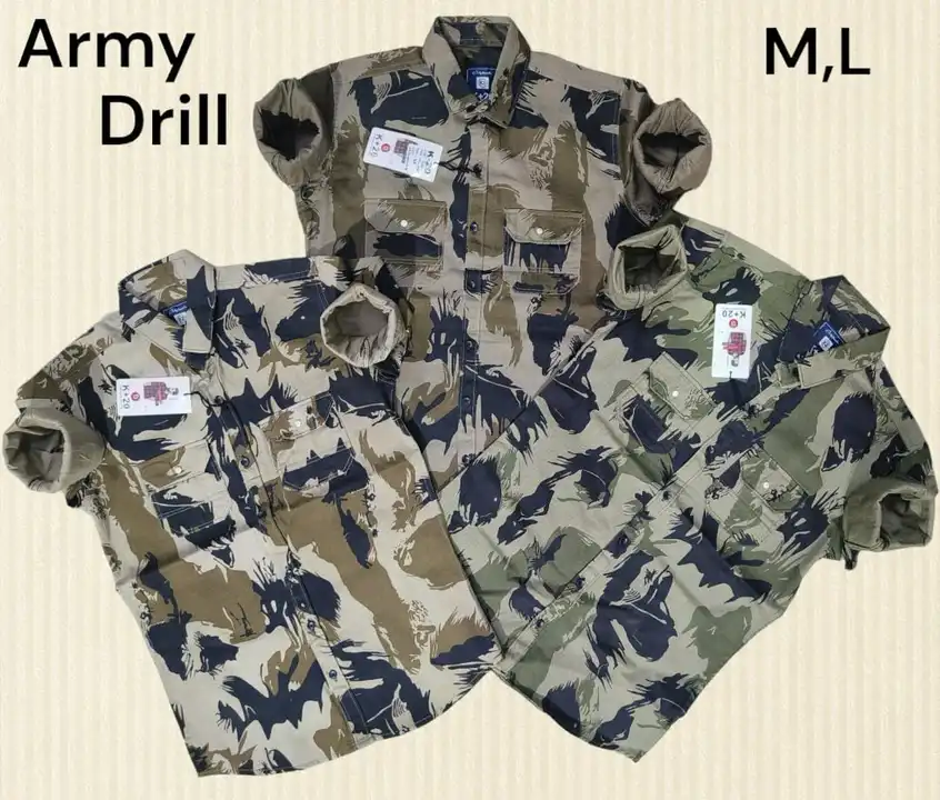 Mens army drill fabric double pocket shirts uploaded by business on 2/28/2024