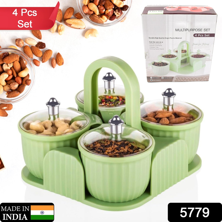 Post image Rs.199 only


 
5779 Multipurpose Jar Dryfruit Set, Candy, Chocolate, Snacks Storage Jar, Masala Jar for Home and Kitchen Airtight Dry Fruit Plastic Storage Container Tray Set With Lid &amp; 4 Serving Jar Container for Sweets,Chips,Cookies|(4 Pc Set) Description:- Multi-Compartment Design : This dry fruit set features multiple compartments, each with its own lid, allowing you to organize and store a variety of dry fruits and snacks separately. Say goodbye to mixing flavors and enjoy the freshness of each treat. Transparent Containers : The transparent plastic containers allow you to easily identify the contents inside, making it convenient to find and access your favorite snacks. Stylish and Practical : The sleek and modern design of this dry fruit set adds a touch of elegance to your dining table or kitchen. It's not only functional but also a beautiful serving option for when you have guests over. Easy to Clean : The plastic material is easy to clean and maintain, ensuring that your dry fruit set looks as good as new even after repeated use. Multipurpose Use : While primarily designed for dry fruits, this set can also be used to store a wide range of snacks, such as candies, choco Dimension:- Volu. Weight (Gm) :- 656 Product Weight (Gm) :- 315 Ship Weight (Gm) :- 656 Length (Cm) :- 19 Breadth (Cm) :- 17 Height (Cm) :- 10