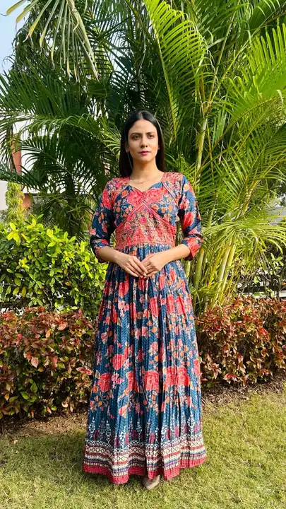 Exclusive Chinon Silk Gown with Embroidery  uploaded by Vihu fashion on 2/29/2024