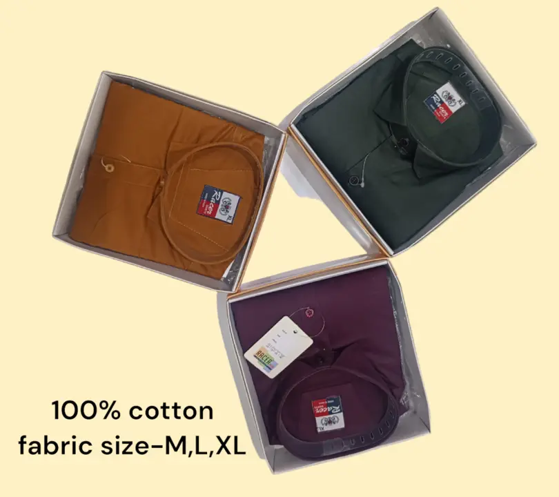Men box pack cotton fabric plain shirt  uploaded by Kushal Jeans, Indore on 2/29/2024