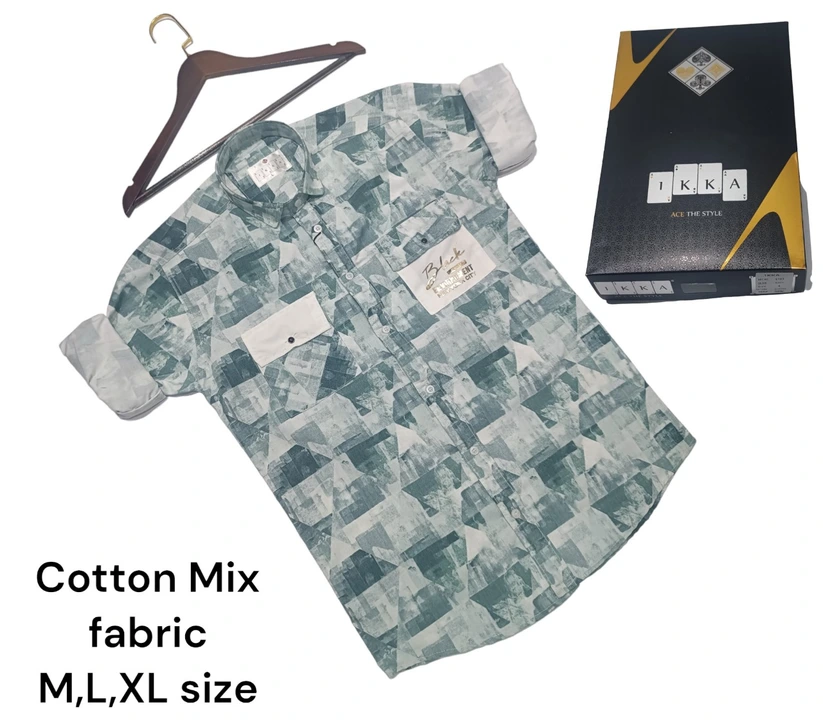 Men box pack laffer shirt double pocket screenig -9191-green uploaded by Kushal Jeans, Indore on 2/29/2024