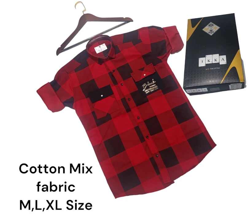 Men box pack laffer shirt double pocket screenig -9193-Red uploaded by business on 2/29/2024