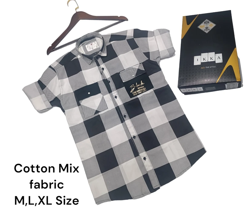 Men box pack laffer shirt double pocket screenig -9193-black uploaded by business on 2/29/2024
