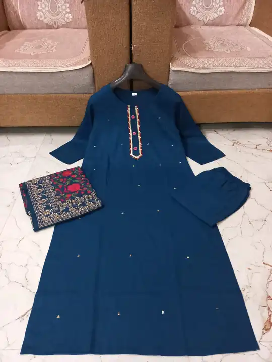 *Best Reyon fabric kurti with pant and Dupatta* uploaded by Khodal Art on 2/29/2024