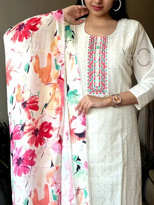 Schiffle chicken cotton  uploaded by Pink city Fashion and Jaipur Kurtis on 2/29/2024