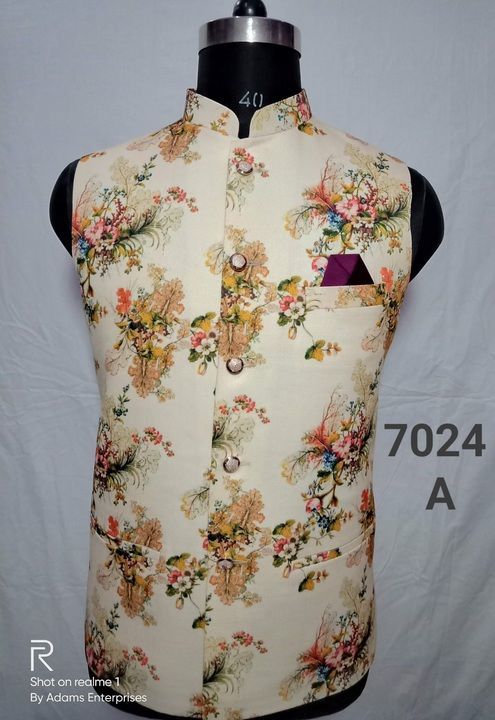 Jute Fabric Printed Nehru Jacket uploaded by business on 3/25/2021