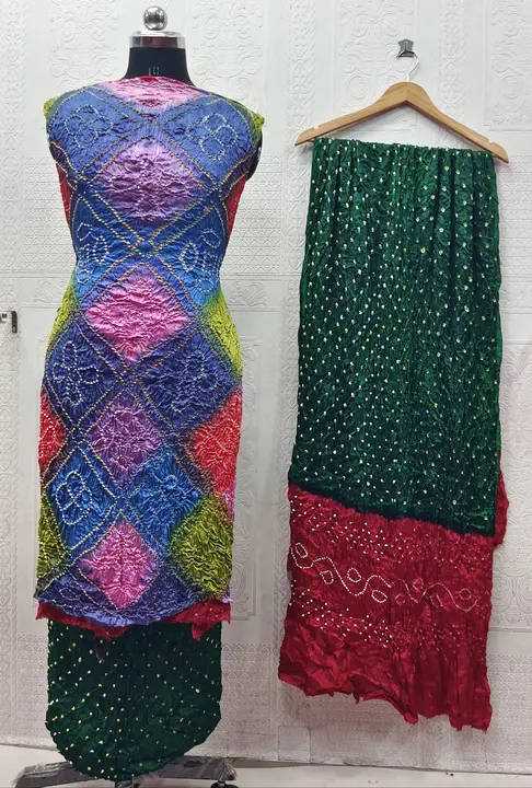 Semi Gujji Silk with multi dying BANDHEJ SUITS uploaded by ICON DRESSES on 3/1/2024