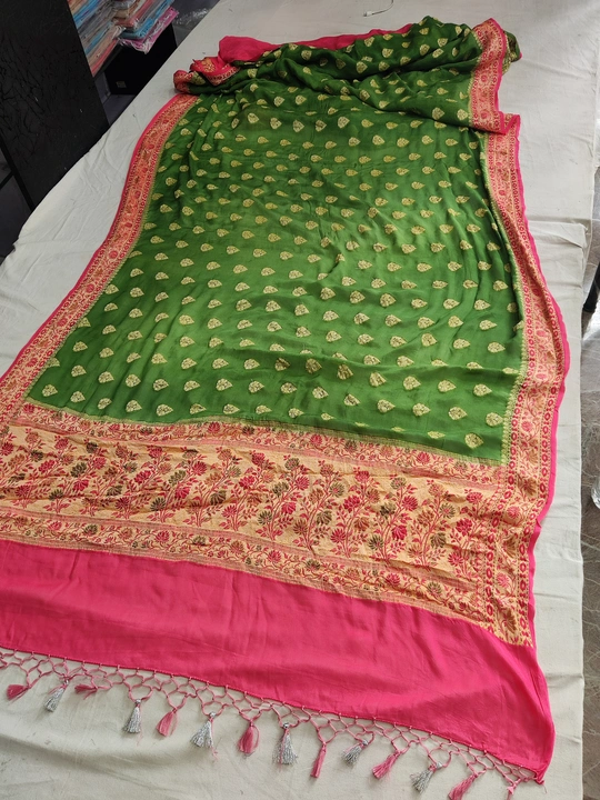 Banarsi Pure Chiffon Silk saree  uploaded by Taj Silk Saree on 3/1/2024
