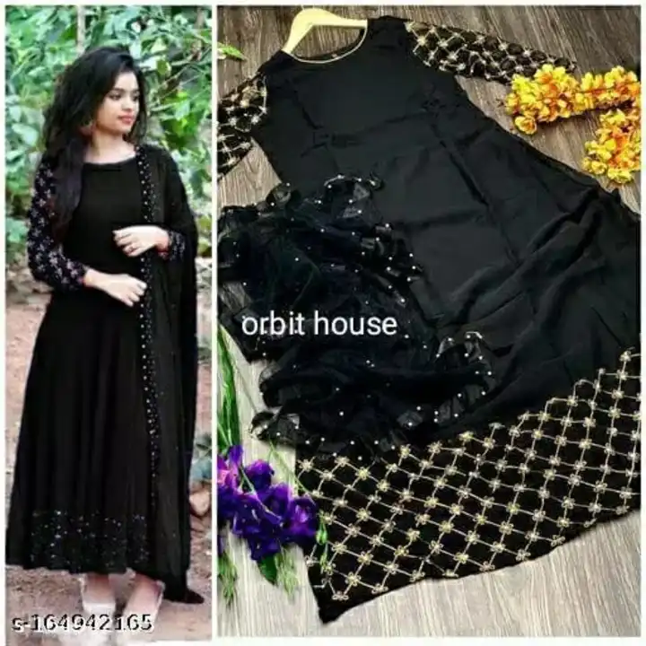 DNO:160 Party wear Embroidery work gown with Lock Moti Dupatta uploaded by business on 3/1/2024