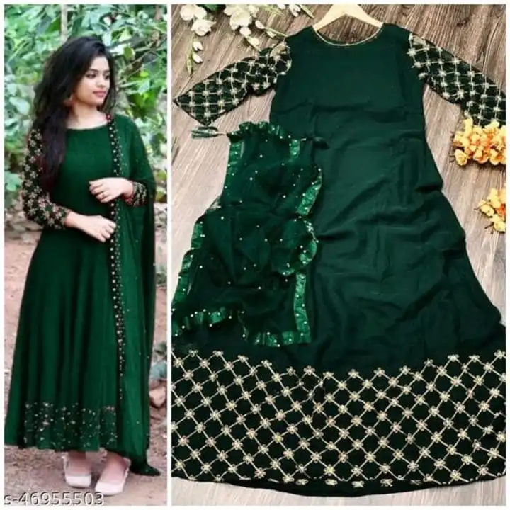 DNO:160 Party wear Embroidery work gown with Lock Moti Dupatta uploaded by Shiva Enterprise on 3/1/2024