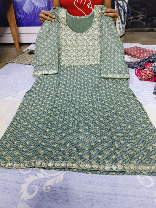 Post image Print Kurti Embroidery work