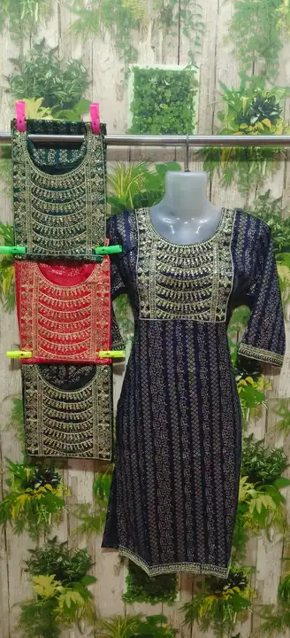 Printed kurti with Embroidery work  uploaded by SAMRAT DRESSES (6296065371) on 3/1/2024