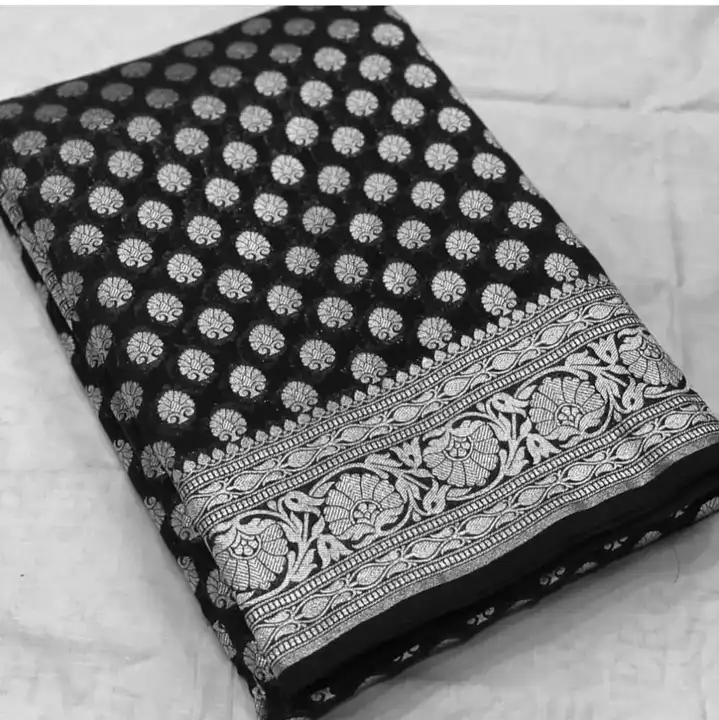 Fabric banarsi handloom katan georget soft silk dabal zari buti good quality fancy saree uploaded by A.M.R Fabrics™ on 3/2/2024